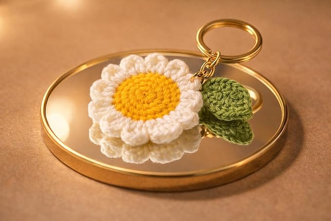 Handmade Crochet Daisy Flower Keychain for Women & Girls |